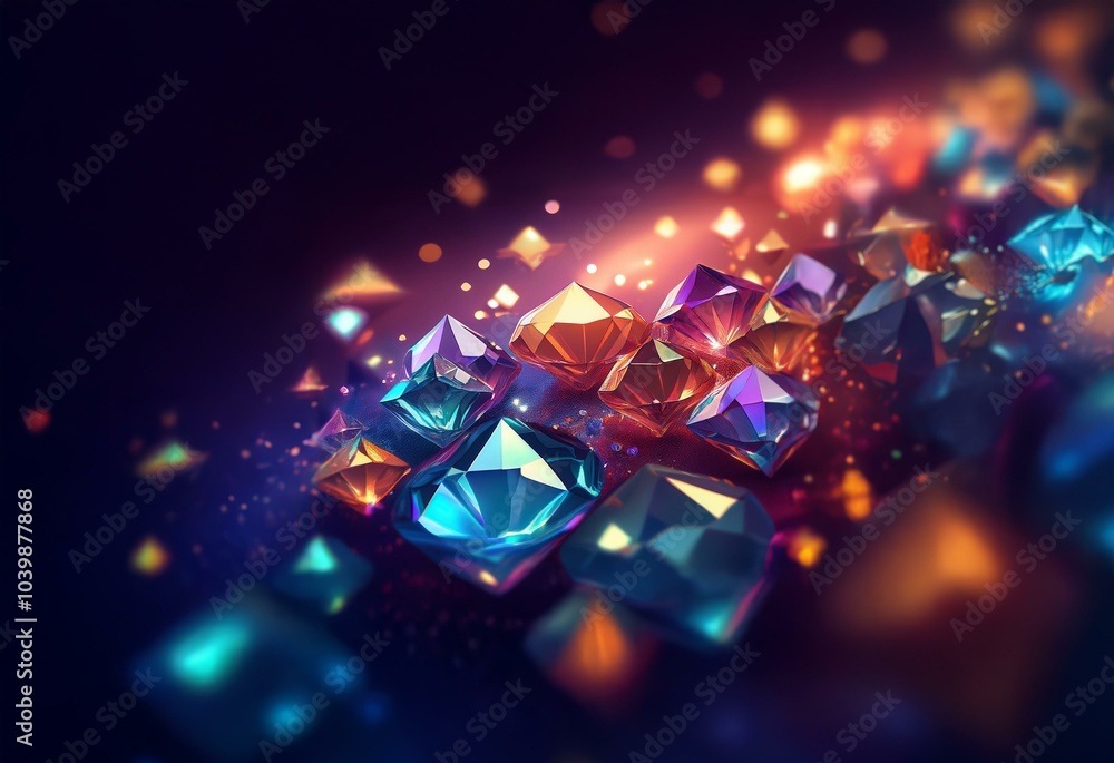 Poster shiny colorful geometric shapes with an abstract background.