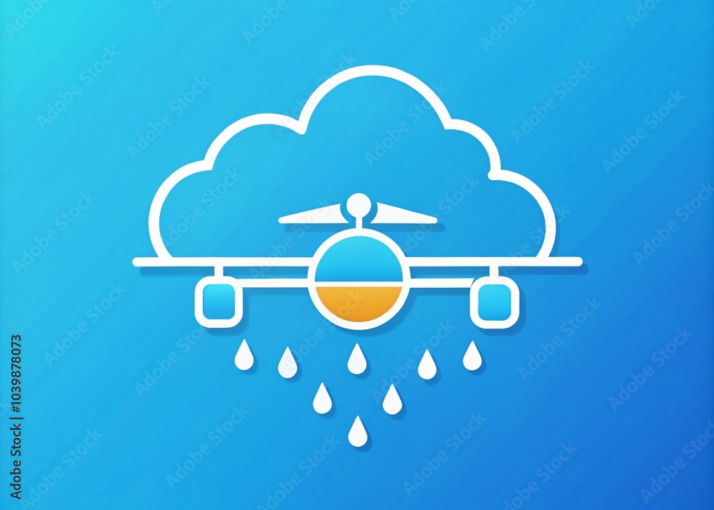 Poster cloud and rain drops illustration for web and apps in gradient style