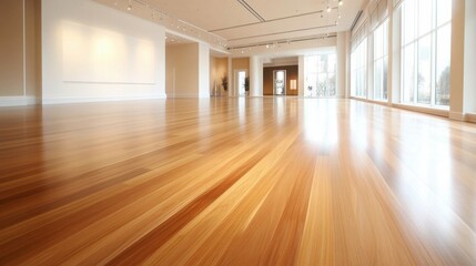 Modern and Bright Empty Hall with Wooden Flooring