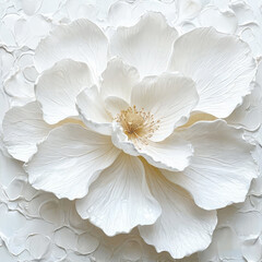Fototapeta premium White tenderness bud of a blooming flower, fluid art.