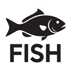 Fish icon vector art silhouette illustration