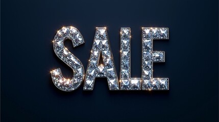 Sparkling "SALE" text against a dark background, evoking luxury and special offers, ideal for promotional materials.