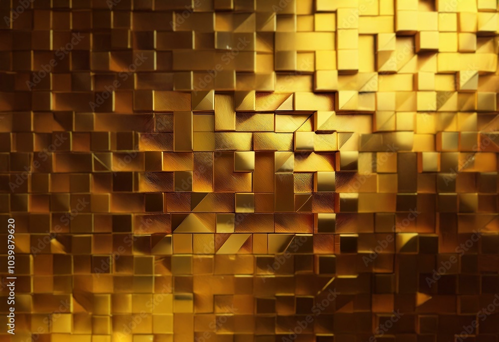 Aufkleber Golden square-shaped tiles arranged in a textured pattern.