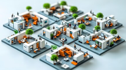 Obraz premium High-tech startup team collaborating in a modern workspace with virtual tools and advanced tech