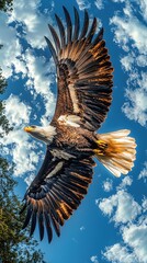 Sovereign Skies: Bald Eagle in Flight Panorama