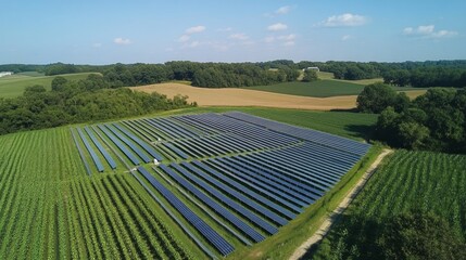 Daytime view of a solar farm supporting both energy generation and agricultural production on the same land.