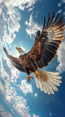 Obraz premium Sovereign Skies: Bald Eagle in Flight Panorama