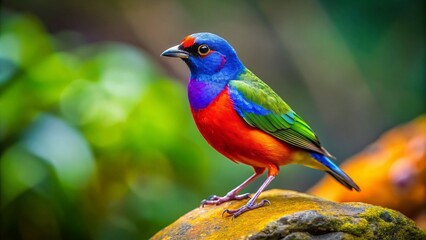 Obraz premium Colorful Bird Perched on Rock with Vibrant Plumage in Nature