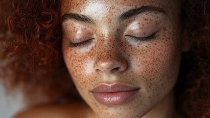 Close-Up Portrait of Young Woman with Freckles