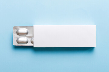 Blank White Product Package Box Mock-up. Open blank medicine drug box with blister top view