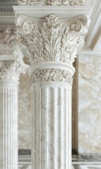 Ornate white column with grooved shaft.
