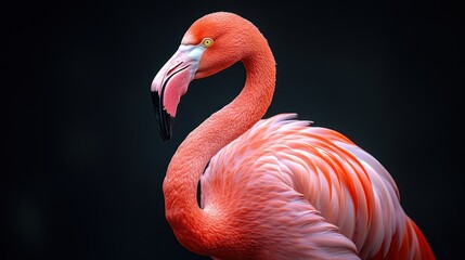 Obraz premium A vibrant flamingo showcasing its colorful feathers.