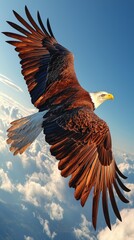 Obraz premium Sovereign Skies: Bald Eagle in Flight Panorama