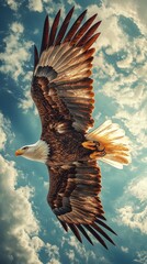 Sovereign Skies: Bald Eagle in Flight Panorama