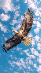 Obraz premium Sovereign Skies: Bald Eagle in Flight Panorama