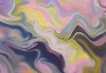 Obraz premium Abstract swirls of light pink, yellow, and blue with a dark purple undertone.