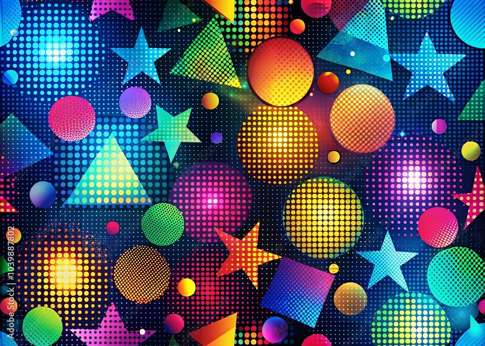 Poster colorful halftone pattern with bokeh effect for modern design