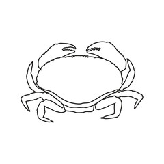 Vector illustration of crab line art. Seafood red crab in outline for icon, logo, symbol and coloring page for kids and children in pre school. digital resources