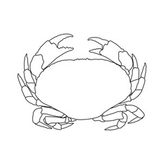 Vector illustration of crab line art. Seafood red crab in outline for icon, logo, symbol and coloring page for kids and children in pre school. digital resources
