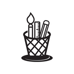 Pencil case symbol logo icon design vector illustration