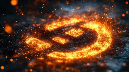 Fiery digital emblem glowing with energy and creativity