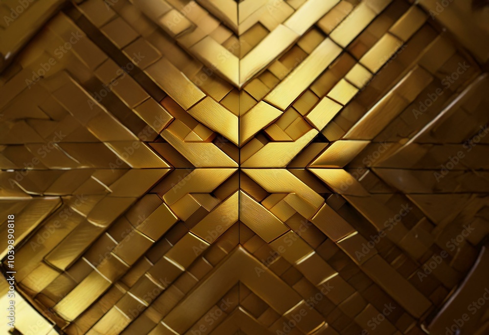Poster Geometric pattern of gold rectangles creating a modern and luxurious design.