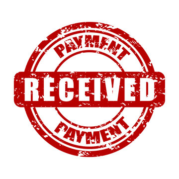 Payment received rubber stamp for bank office, vector of refund salary, official reward or invoice certified, receive approval, vector illustration