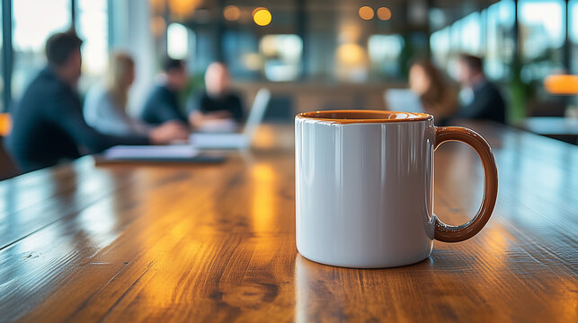 A mug with "Boss", placed a computer office with papers