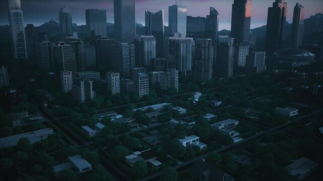 Power outage in the city. Lights turn off in the city.