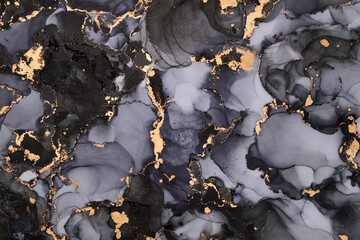 Snaking rivers of metallic gold weave through  vibrant interplay of soft and bold tones. Movement and balance in nature, crafted in the fluid ink technique to create seamless transitions  rich texture