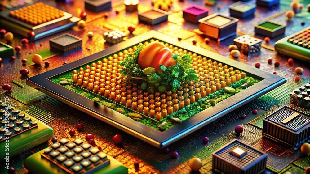 Aufkleber computer microprocessor uncovered: a close-up food photography style exploration of processors and t