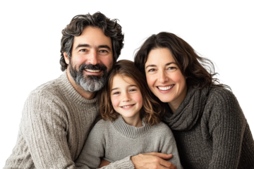 happy family portrait isolated on white background