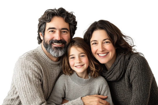 happy family portrait isolated on white background