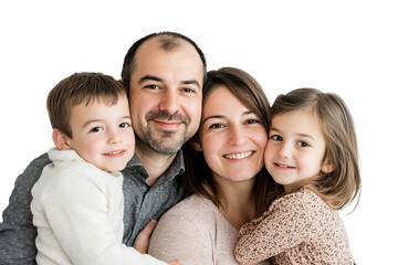 happy family portrait isolated on white background