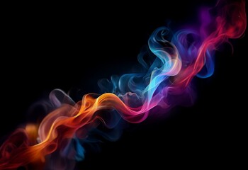 Abstract colorful smoke swirls on a black background.