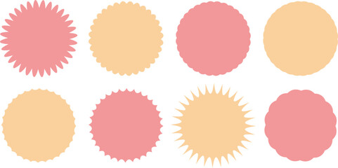 ジグザグ･ギザギザの素材セット　ピンク　Set of sale sticker, Set of starburst icon.pink