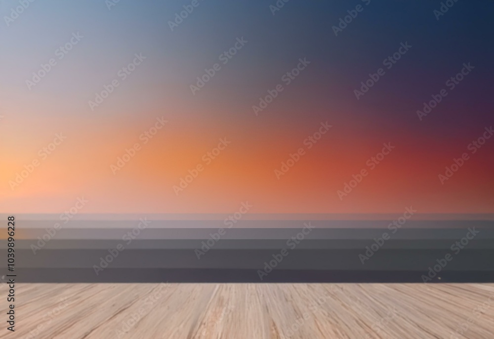 Poster a blurred gradient background with a wooden floor in the foreground.