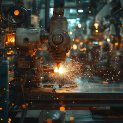 Engineer operator repairs valve equipment in plant industry	, machine.