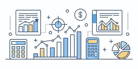 Obraz premium Corporate Vision Outline Elements for Minimalist Accounting Design in High Dynamic Range