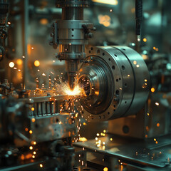 Engineer operator repairs valve equipment in plant industry	, machine.
