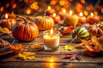 Cozy Autumn Candle with Warm Lighting Effects for Relaxing Ambiance