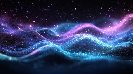 Fototapeta premium Abstract glowing waves of blue and purple light