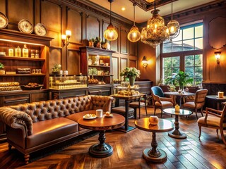 Cozy Classic Sweet Cafe Interior Design with Vintage Decor and Warm Ambiance
