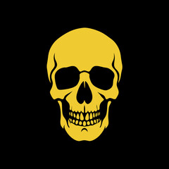 yellow vector skull on black background