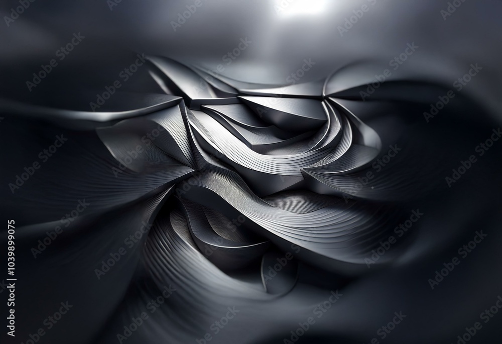 Aufkleber abstract design of rippling silver shapes with a blurred background.