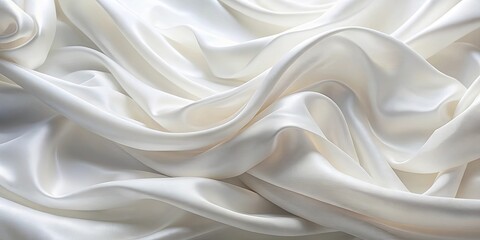 Obraz premium Delicate Drapes of Creamy White Silk Fabric, a Visual Symphony of Softness and Grace