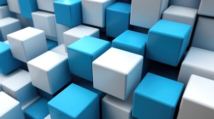 Fototapeta premium Abstract 3D Blue and White Blocks Background