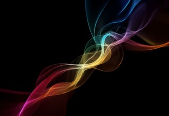 Obraz premium Abstract background with colorful, wavy lines set against a black background.