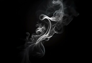 Obraz premium White smoke wisps curl and dance against a black background.