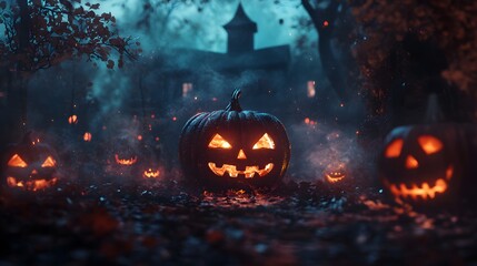 The inscription Halloween on a beautiful background, created with Generative AI technology